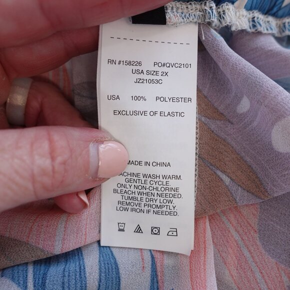 NWOT Jantzen Relaxed Lounge Pants Sz 2X Multicolor Palm Print Tropical Pull On - Picture 7 of 10